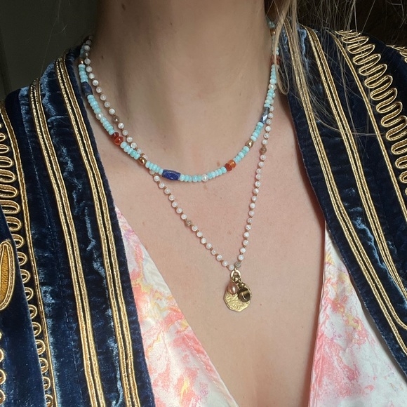 Handmade short layering gemstone necklace. - Picture 4 of 10